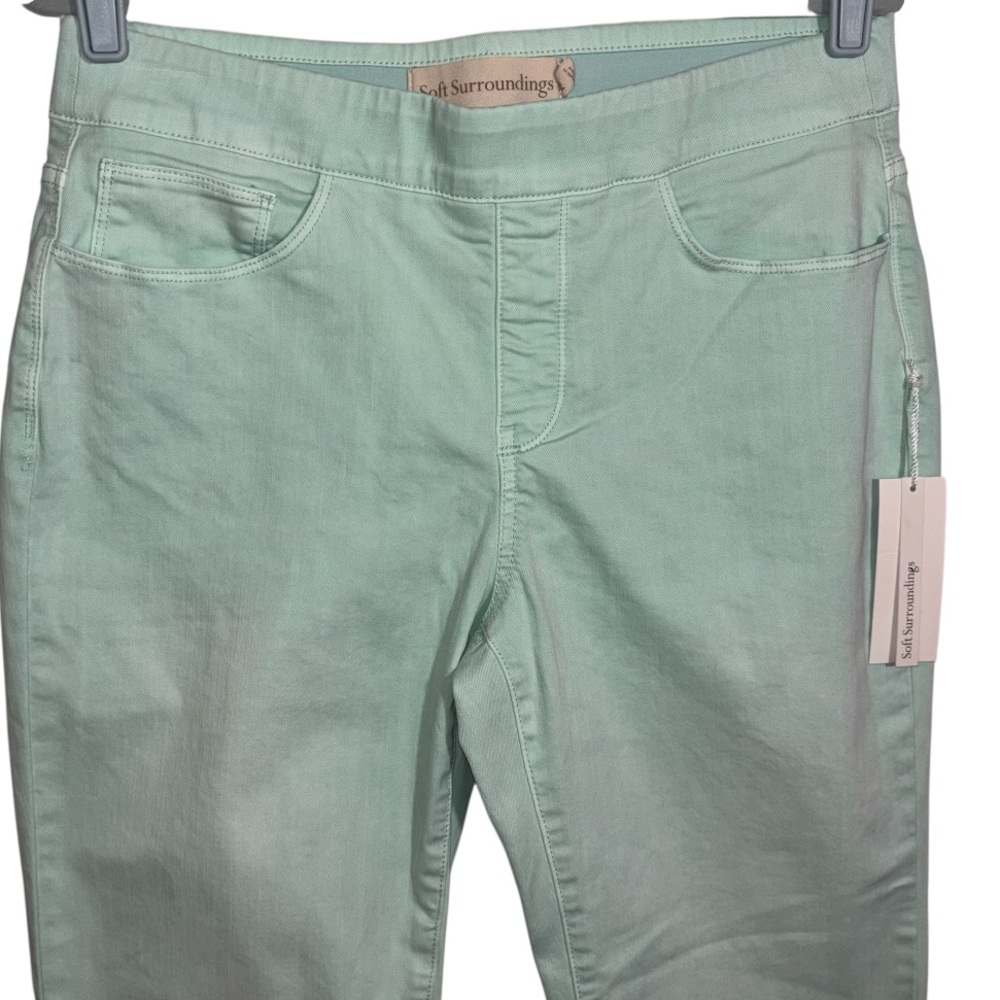 Soft Surroundings Jeans Ultimate Denim Pull On Straight Leg Mint Green Size PM - Picture 3 of 13